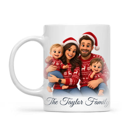 Personalised Christmas 3D Cartoon Family Portrait Mug from Your Photo