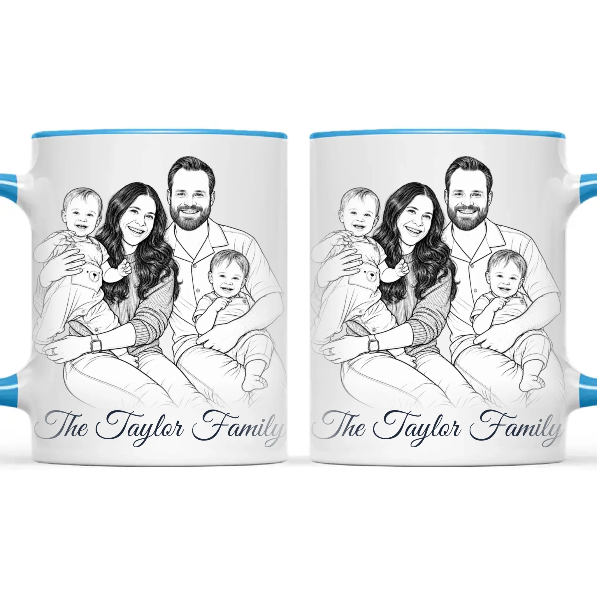 Personalised Line Art Family Portrait Mug from Your Photo
