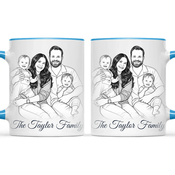 Personalised Line Art Family Portrait Mug from Your Photo