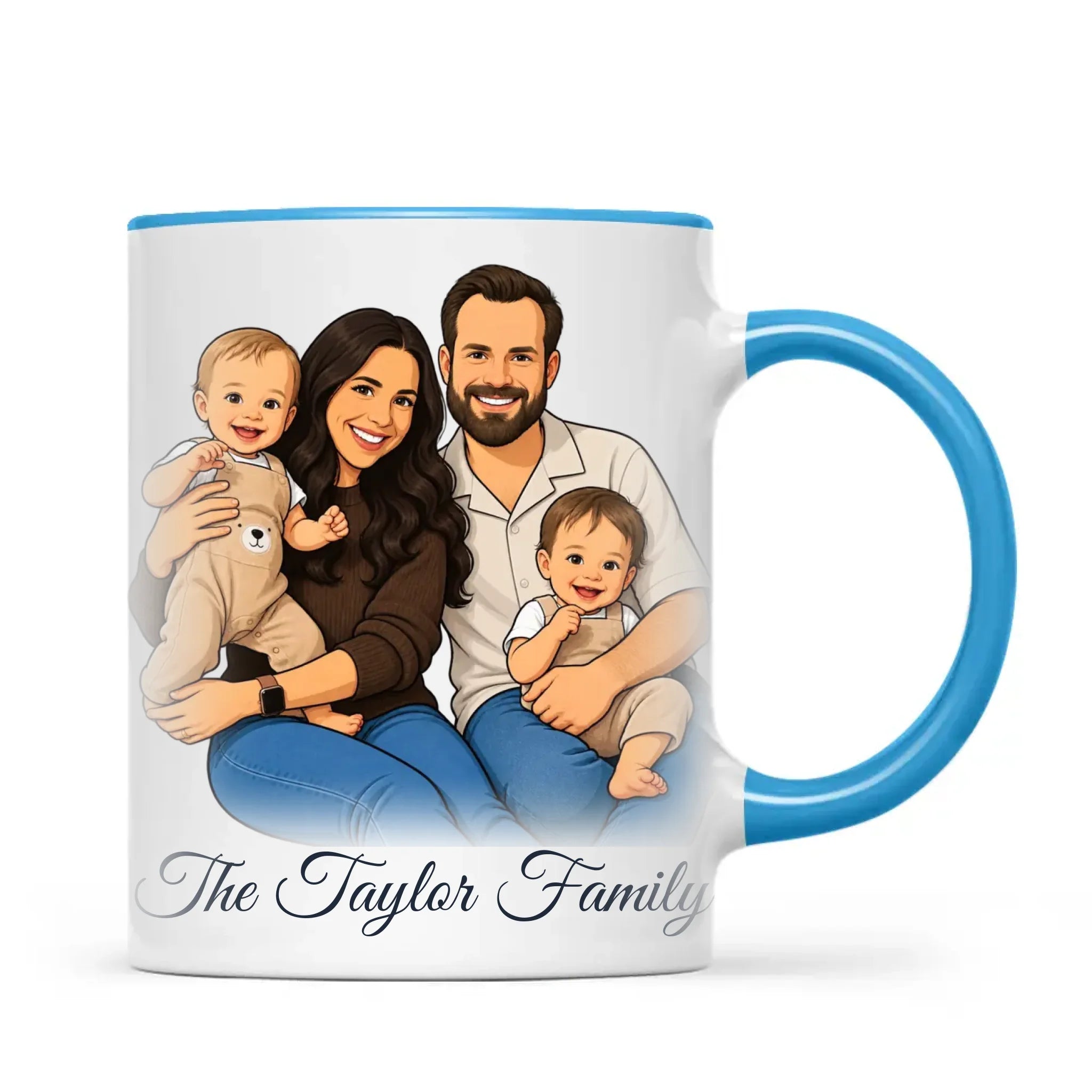 Personalised Cartoon Family Portrait Mug from Your Photo