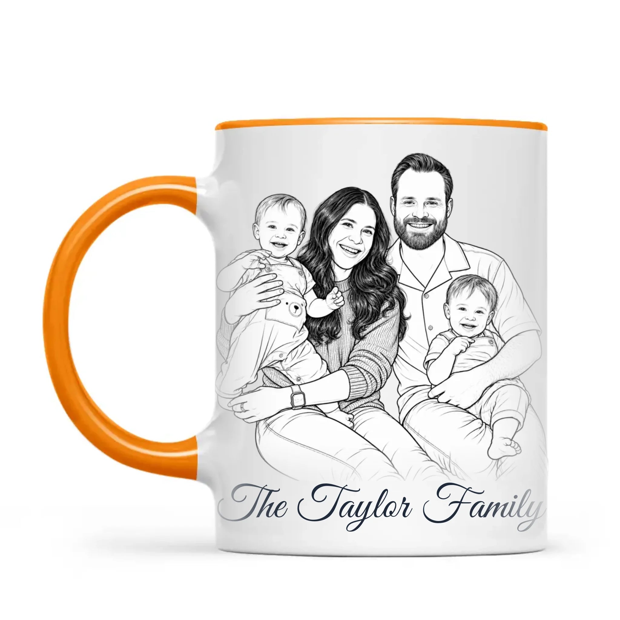 Personalised Line Art Family Portrait Mug from Your Photo