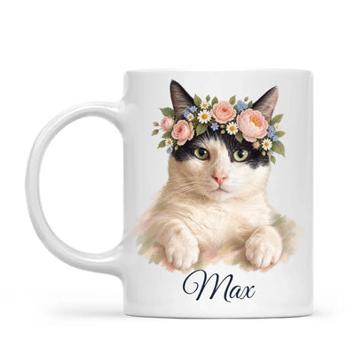 Personalised Flower Crown Pet Portrait Mug from Your Photo