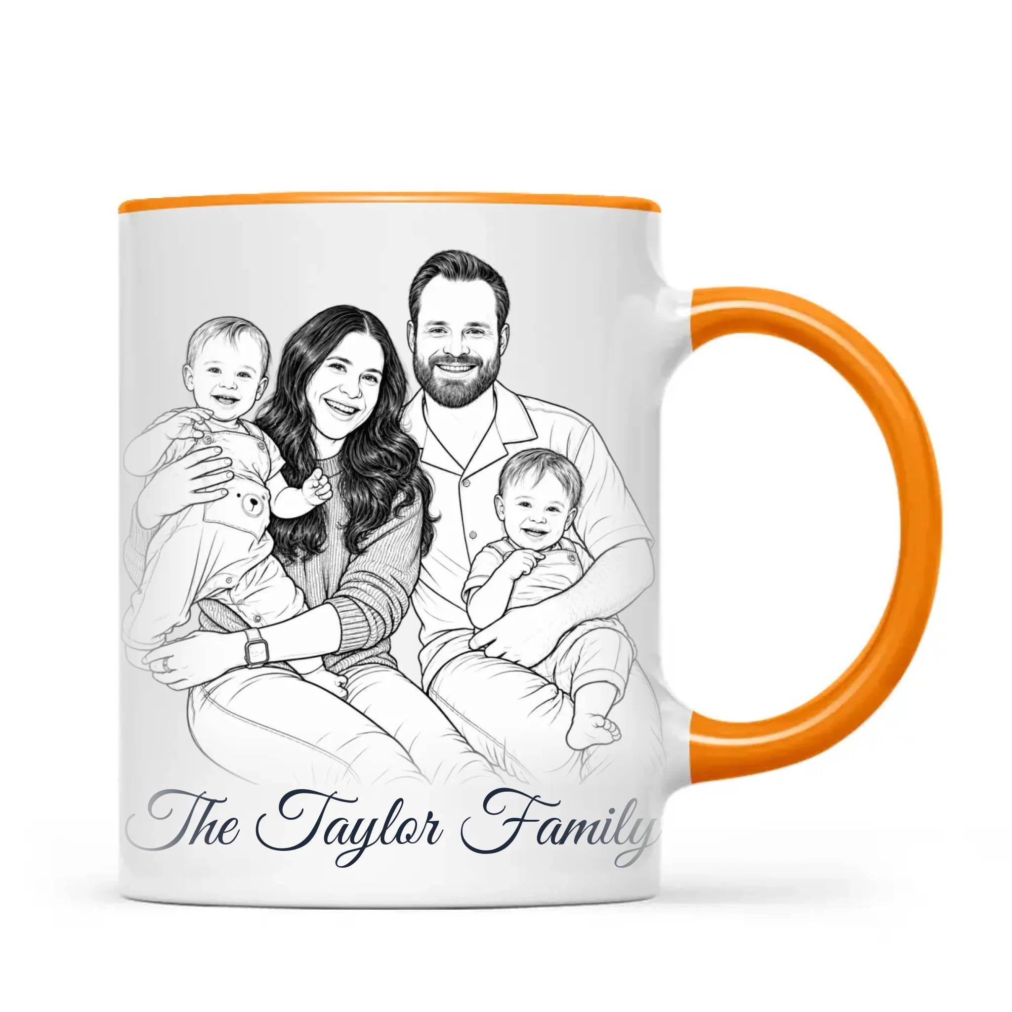 Personalised Line Art Family Portrait Mug from Your Photo