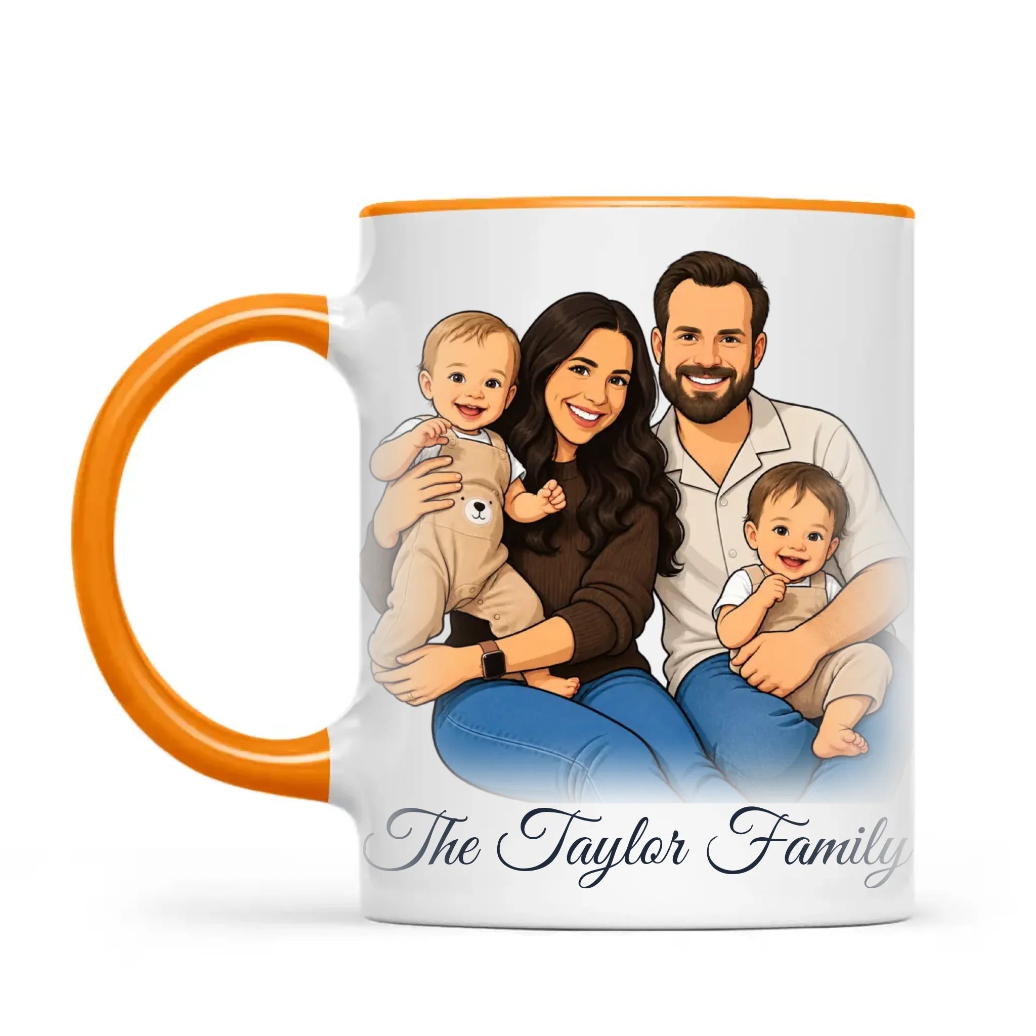 Personalised Cartoon Family Portrait Mug from Your Photo