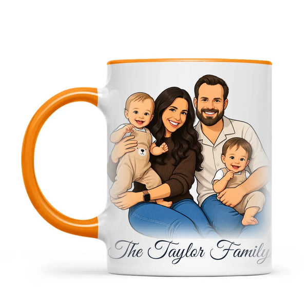 Personalised Cartoon Family Portrait Mug from Your Photo
