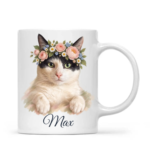 Personalised Flower Crown Pet Portrait Mug from Your Photo