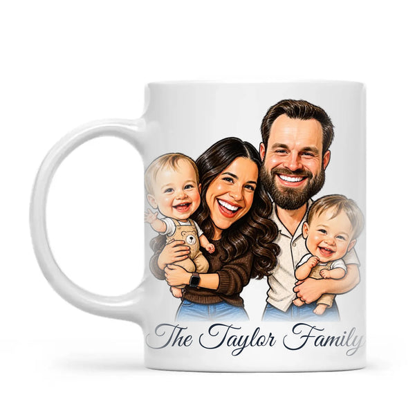 Personalised Caricature Family Portrait Mug from Your Photo