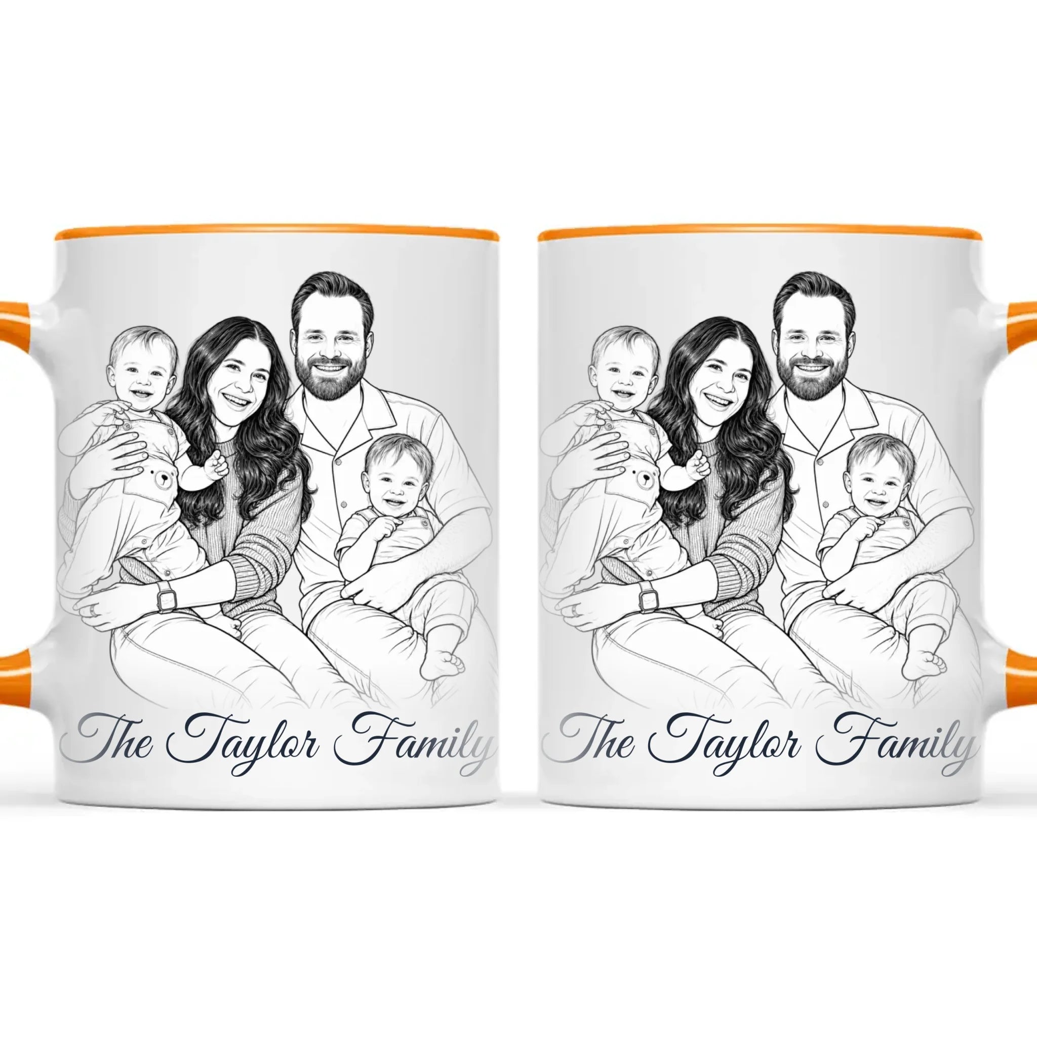 Personalised Line Art Family Portrait Mug from Your Photo