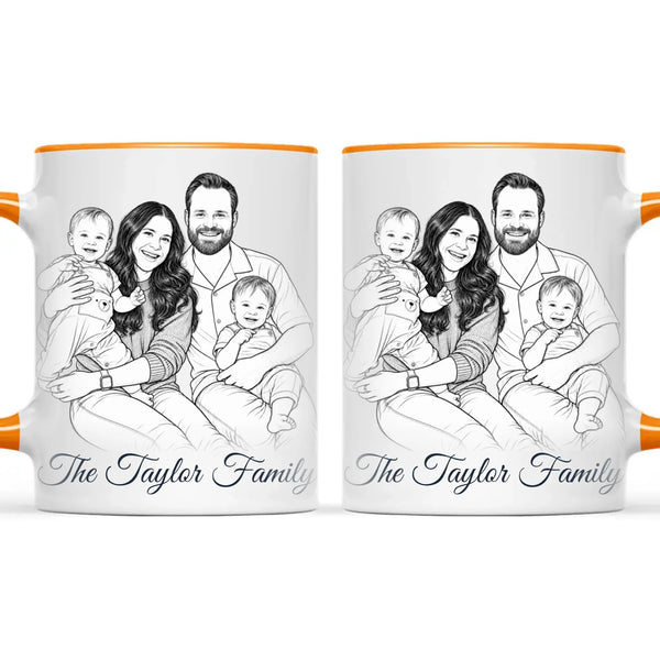 Personalised Line Art Family Portrait Mug from Your Photo