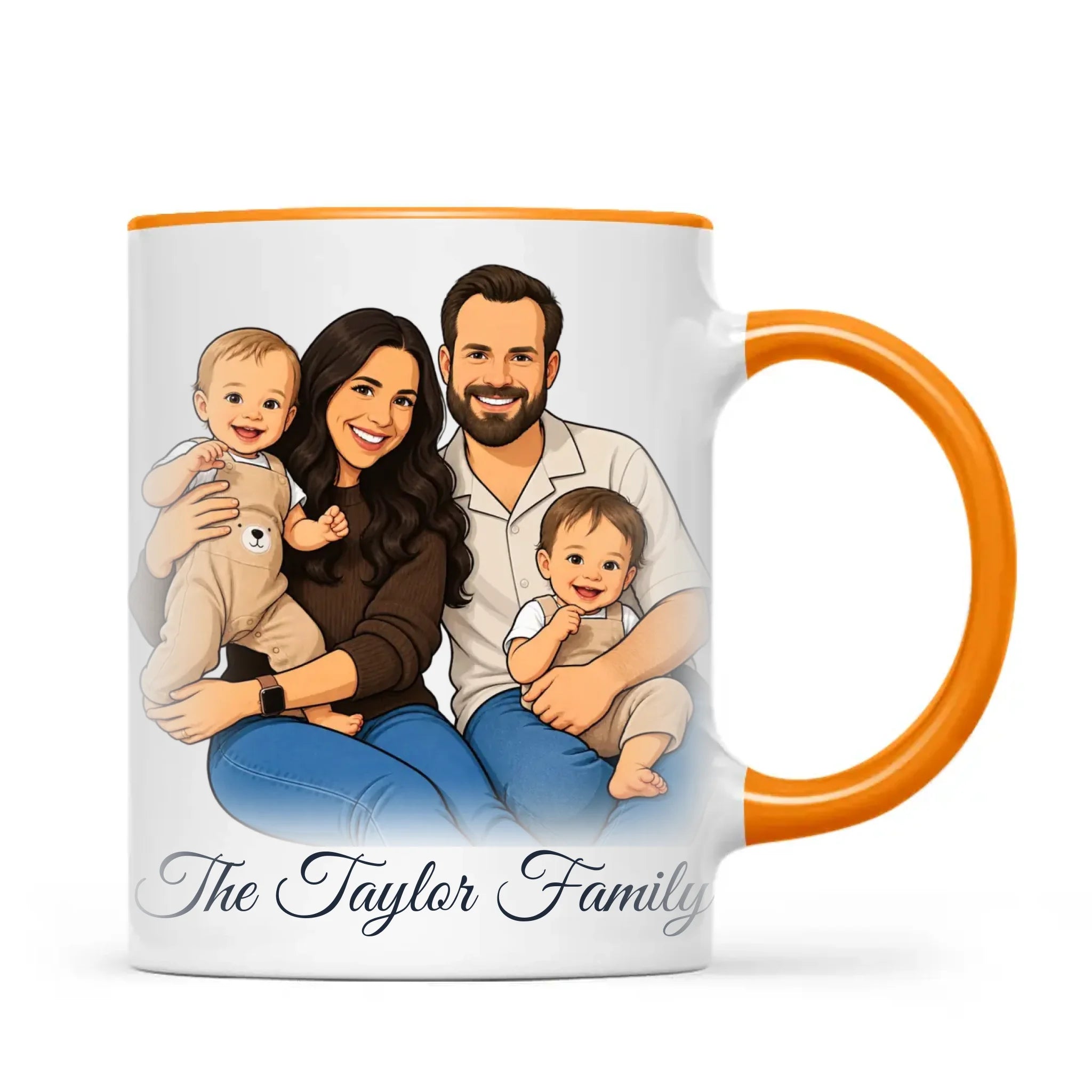 Personalised Cartoon Family Portrait Mug from Your Photo