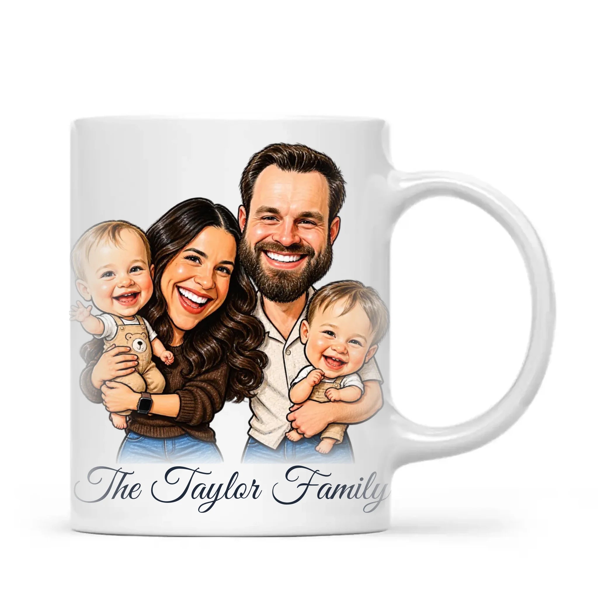 Personalised Caricature Family Portrait Mug from Your Photo
