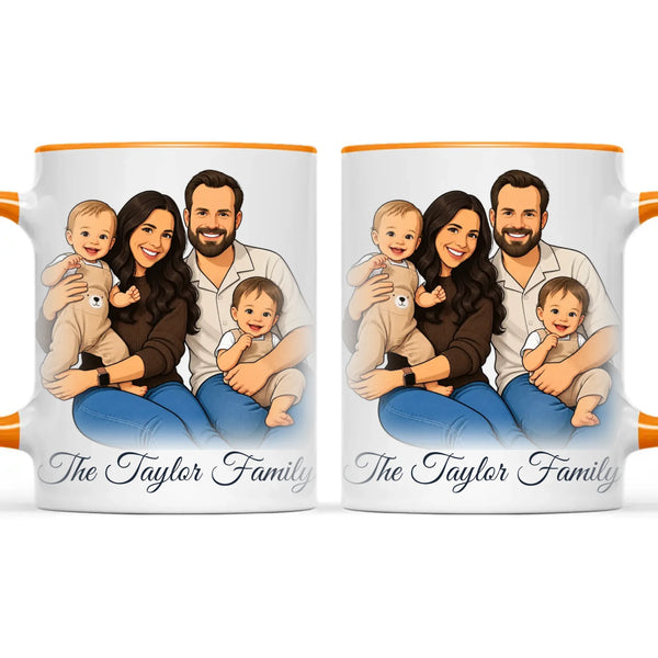 Personalised Cartoon Family Portrait Mug from Your Photo
