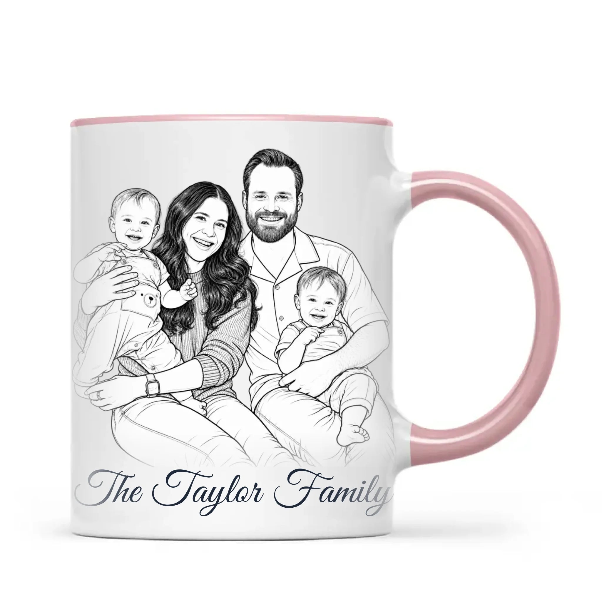 Personalised Line Art Family Portrait Mug from Your Photo
