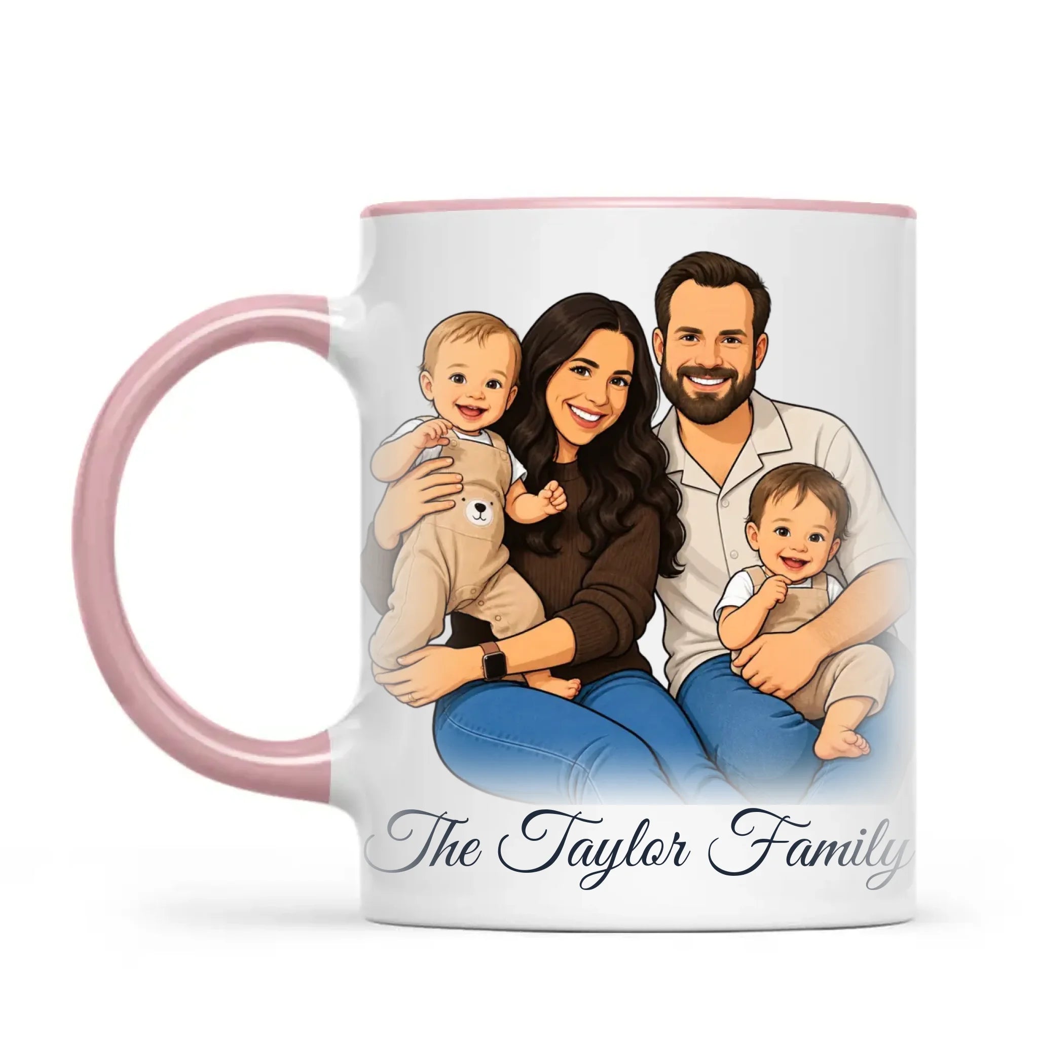 Personalised Cartoon Family Portrait Mug from Your Photo