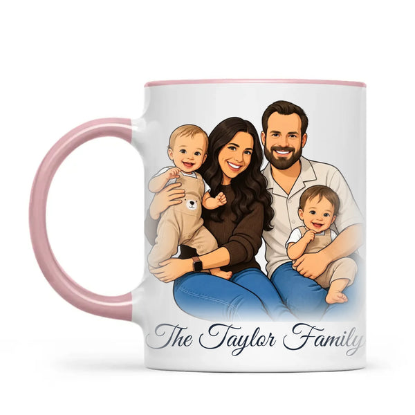 Personalised Cartoon Family Portrait Mug from Your Photo