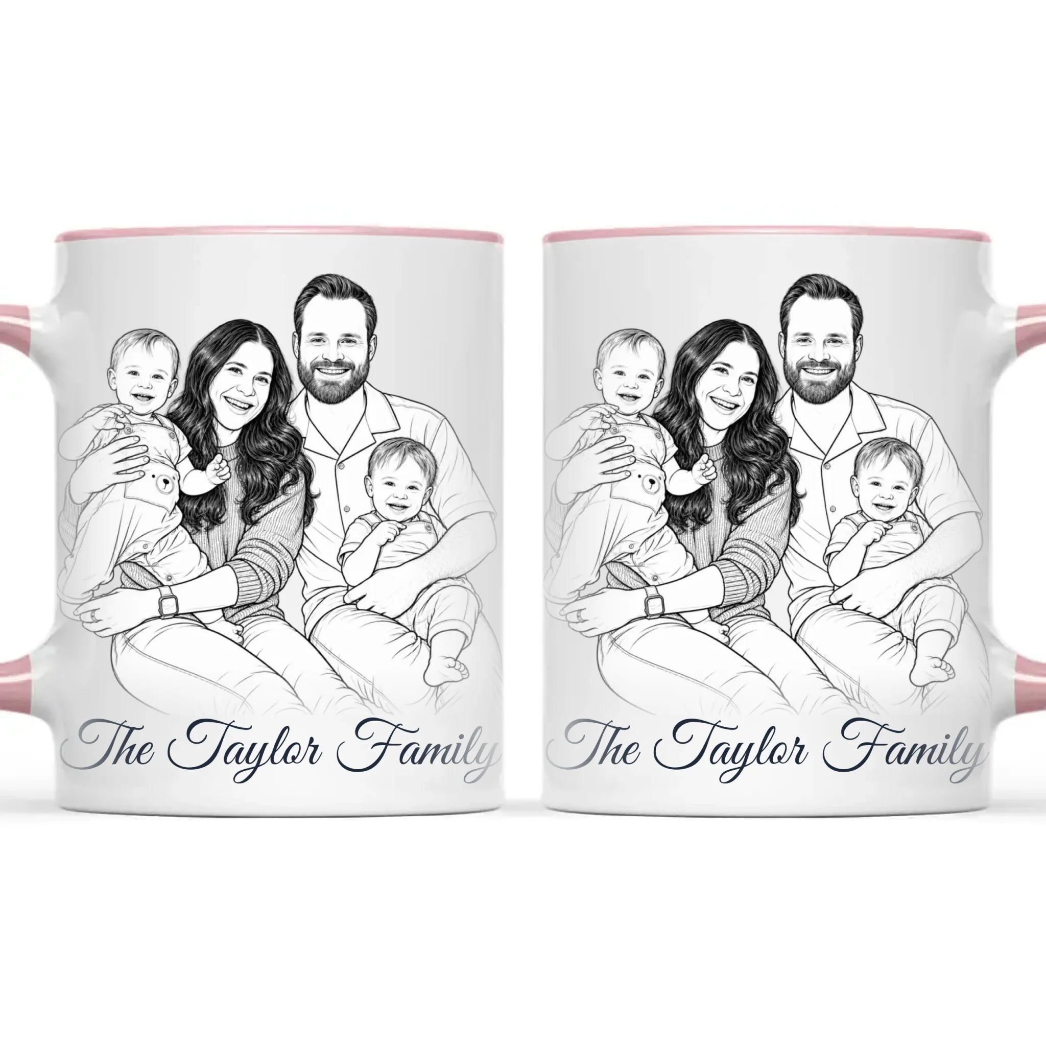 Personalised Line Art Family Portrait Mug from Your Photo