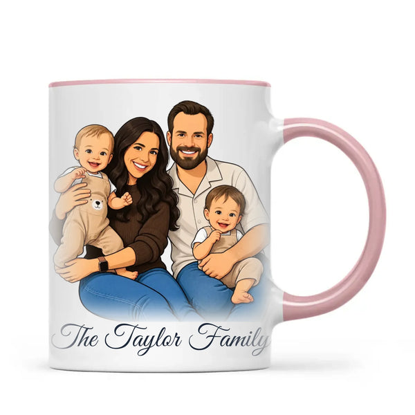 Personalised Cartoon Family Portrait Mug from Your Photo