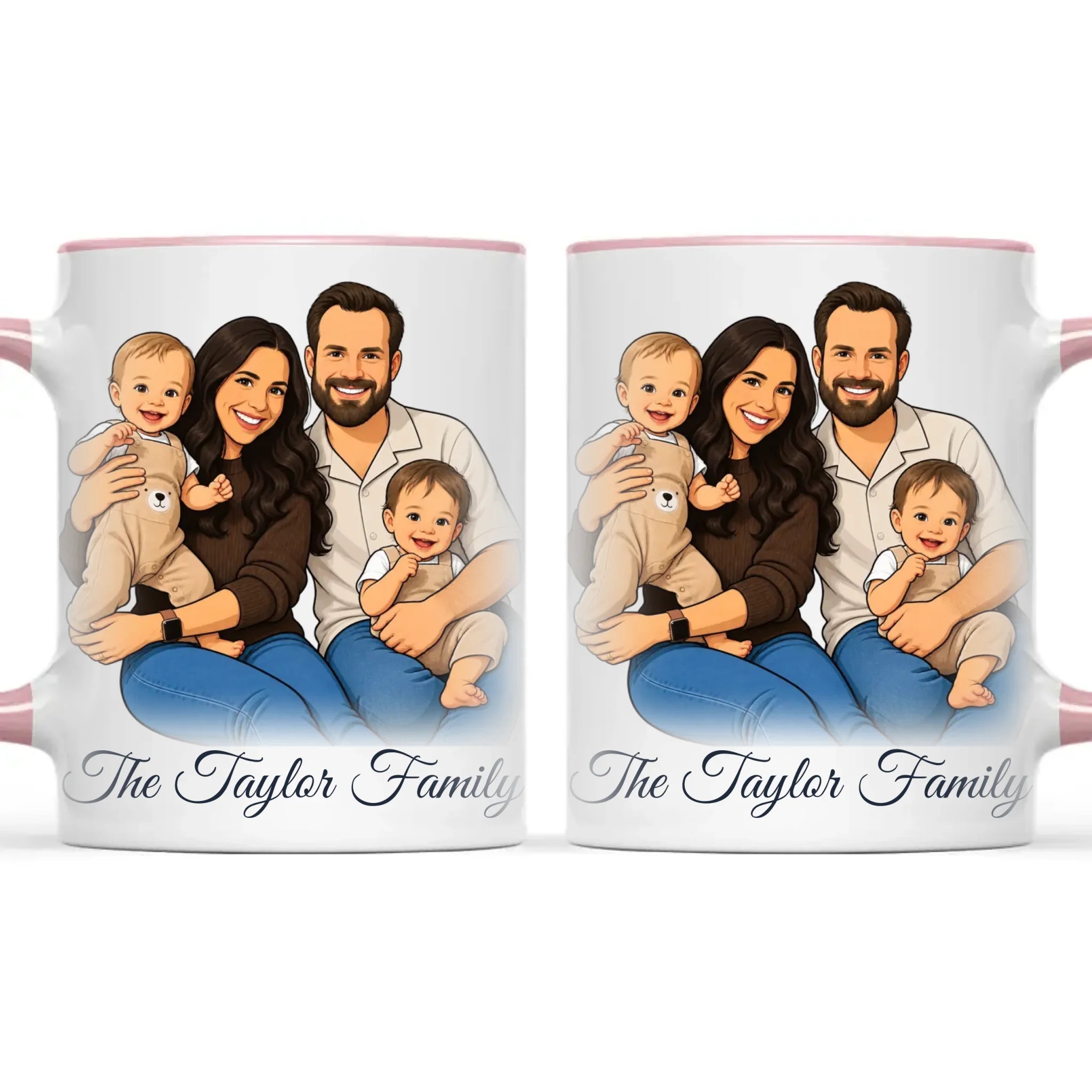 Personalised Cartoon Family Portrait Mug from Your Photo