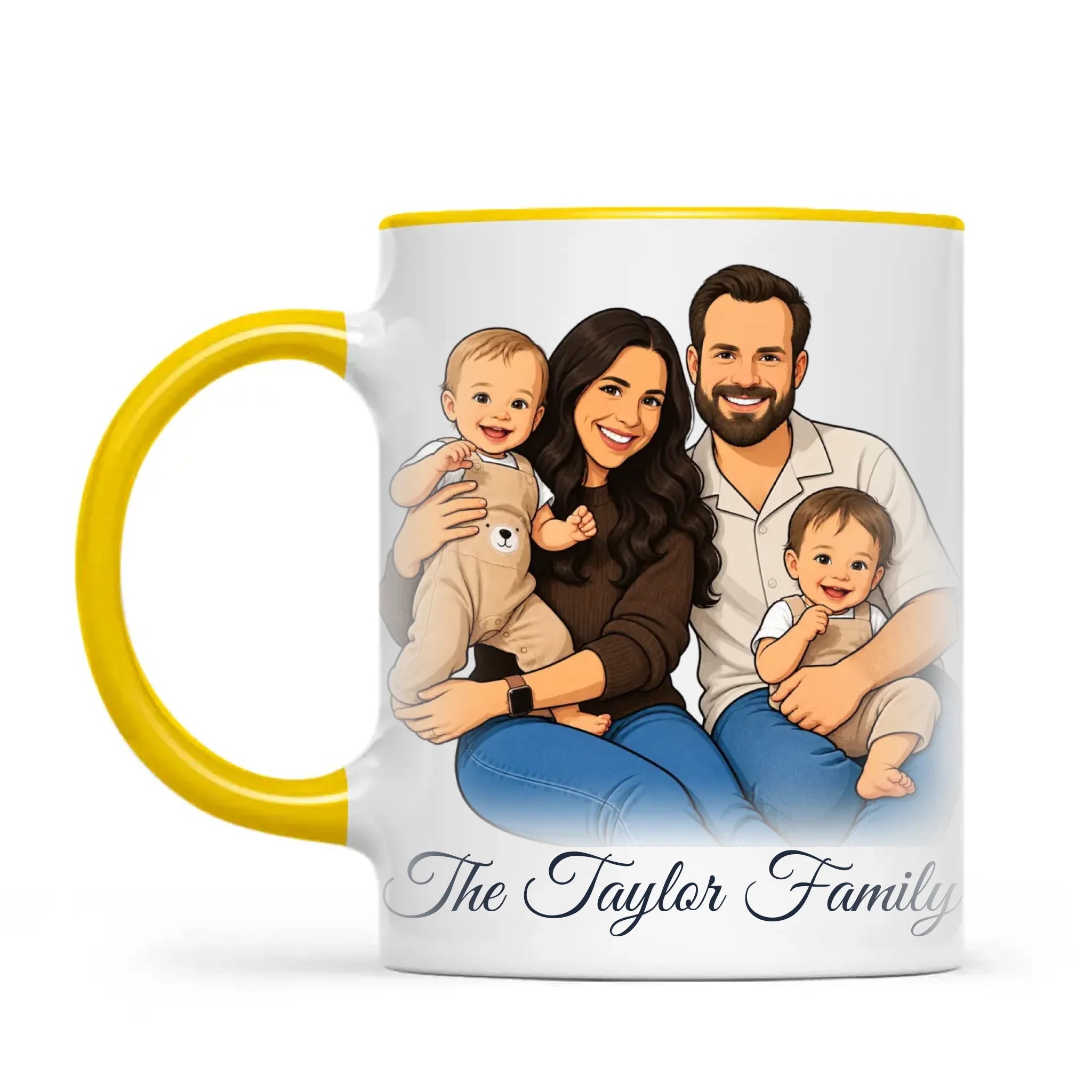 Personalised Cartoon Family Portrait Mug from Your Photo