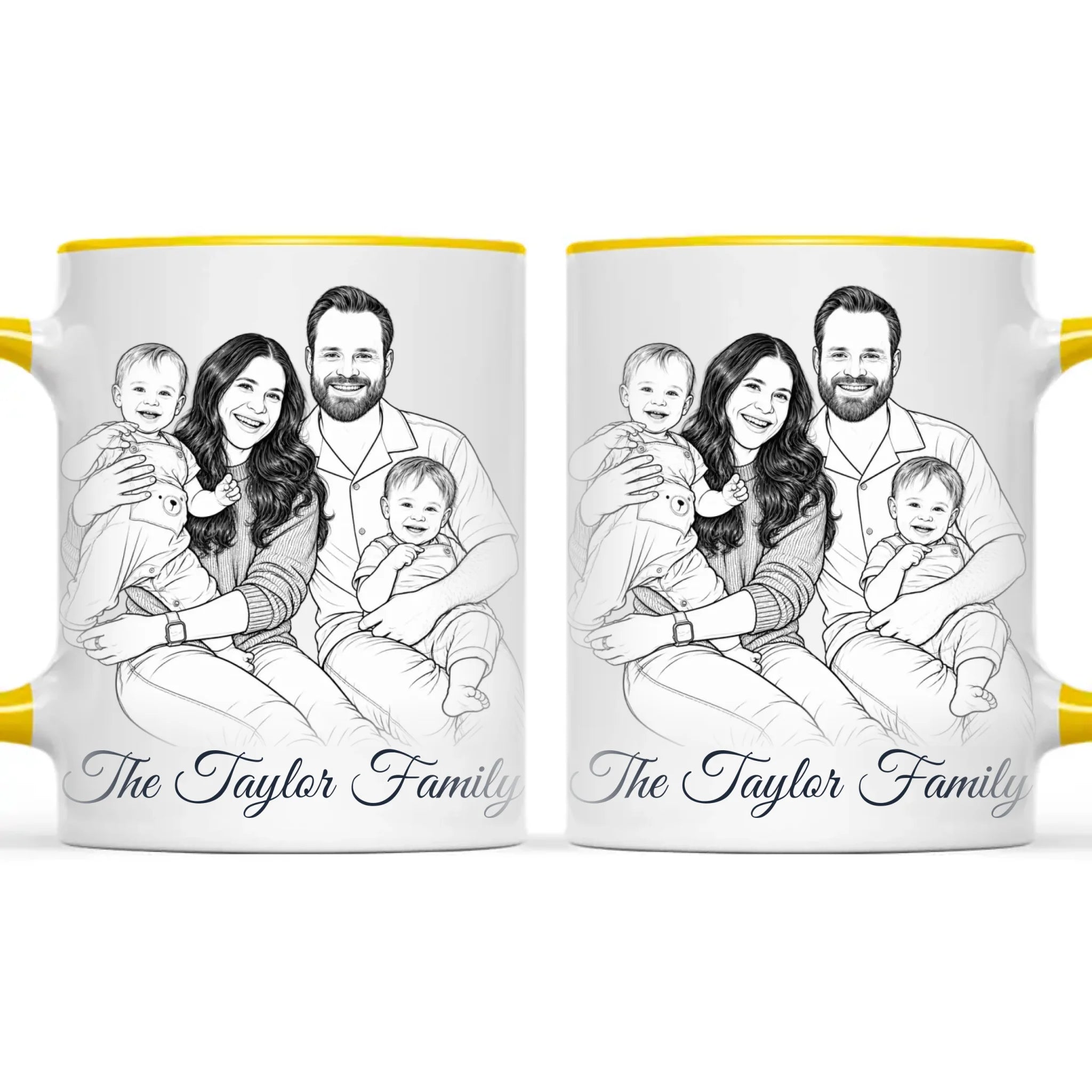 Personalised Line Art Family Portrait Mug from Your Photo