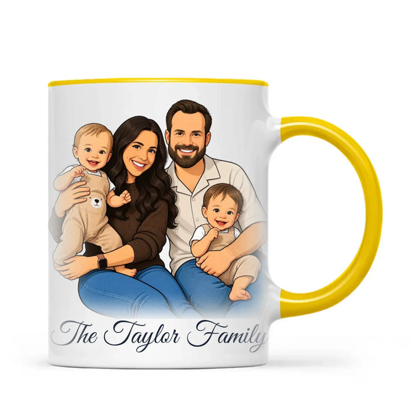 Personalised Cartoon Family Portrait Mug from Your Photo