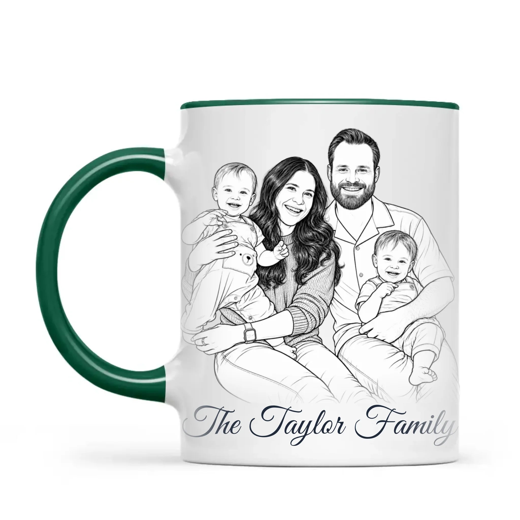 Personalised Line Art Family Portrait Mug from Your Photo