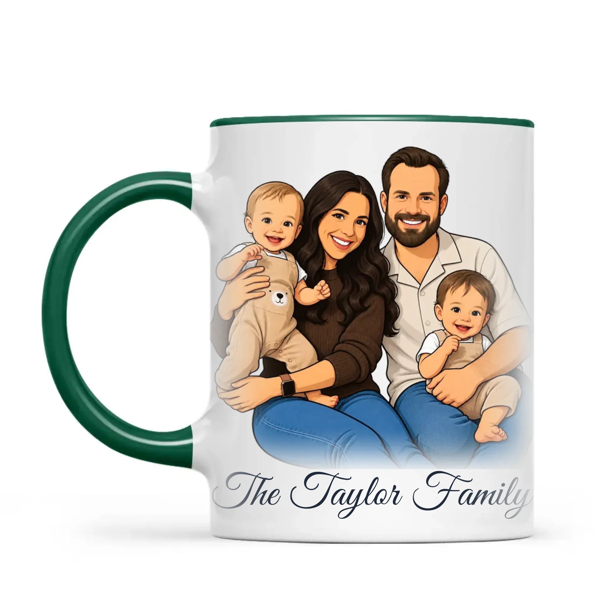 Personalised Cartoon Family Portrait Mug from Your Photo