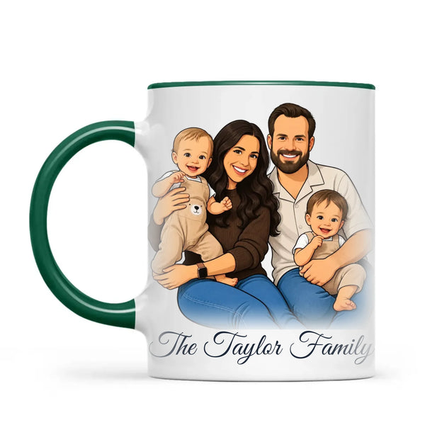 Personalised Cartoon Family Portrait Mug from Your Photo