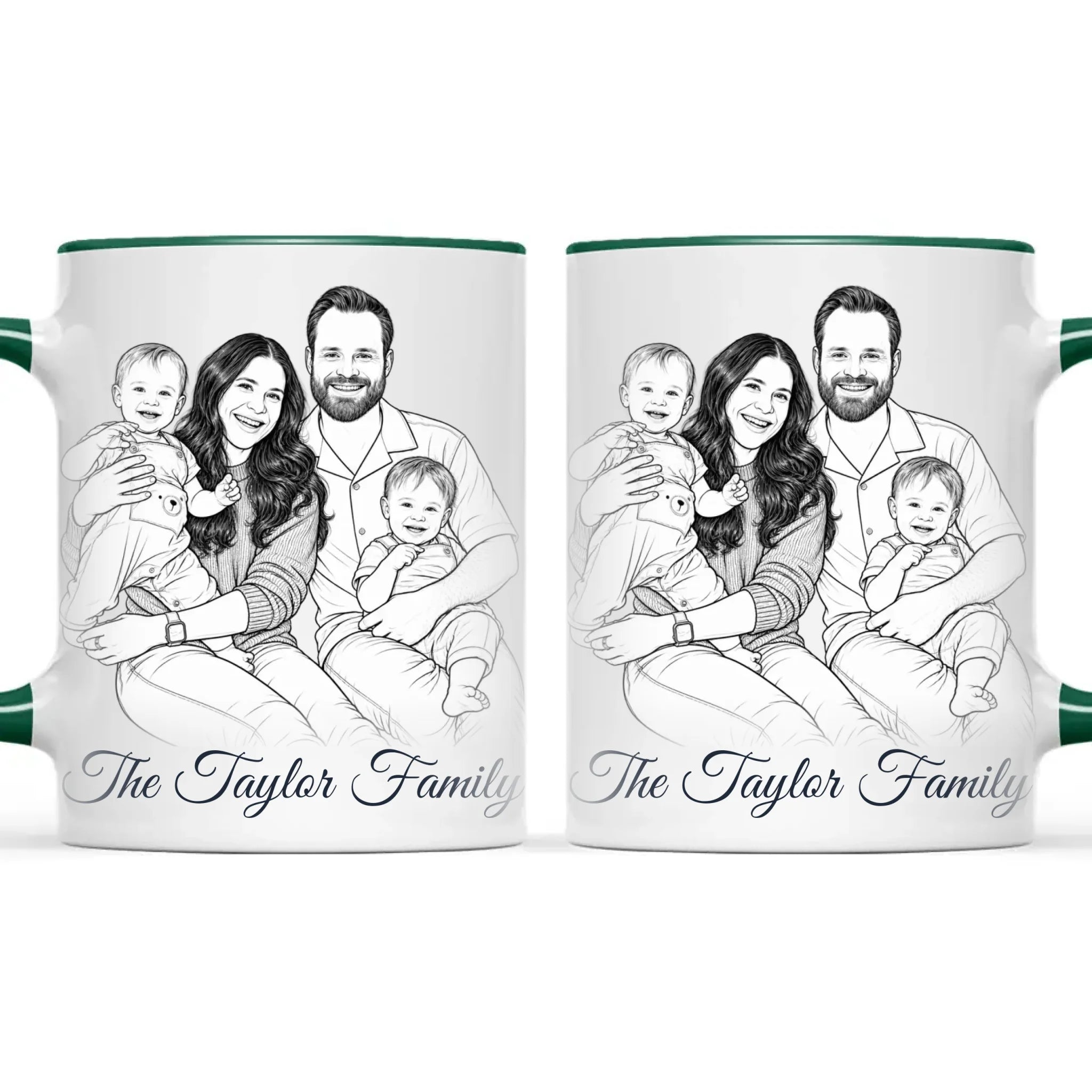 Personalised Line Art Family Portrait Mug from Your Photo
