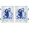 Personalised Blue and White China Family Portrait Mug from Your Photo