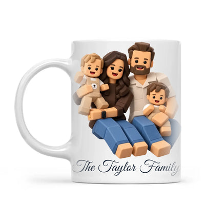 Personalised Block Character Family Portrait Mug from Your Photo