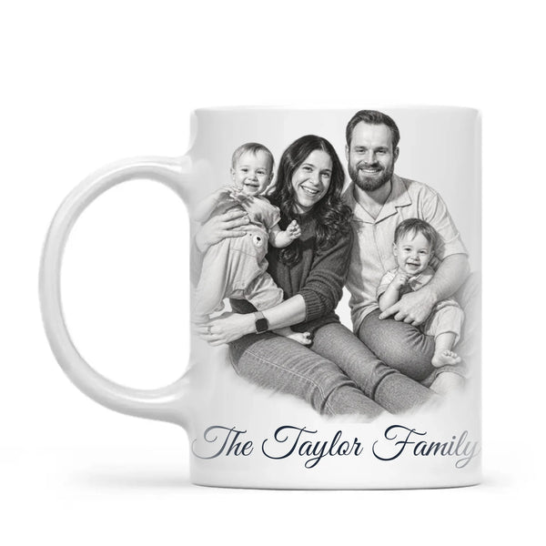Personalised Pencil Sketch Family Portrait Mug from Your Photo