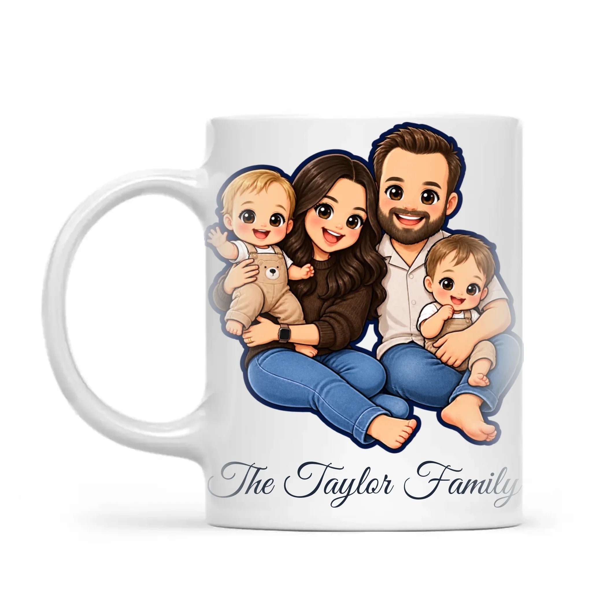 Personalised Cute Sticker Family Portrait Mug from Your Photo