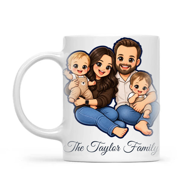 Personalised Cute Sticker Family Portrait Mug from Your Photo