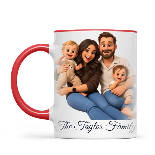 Personalised 3D Cartoon Family Portrait Mug from Your Photo