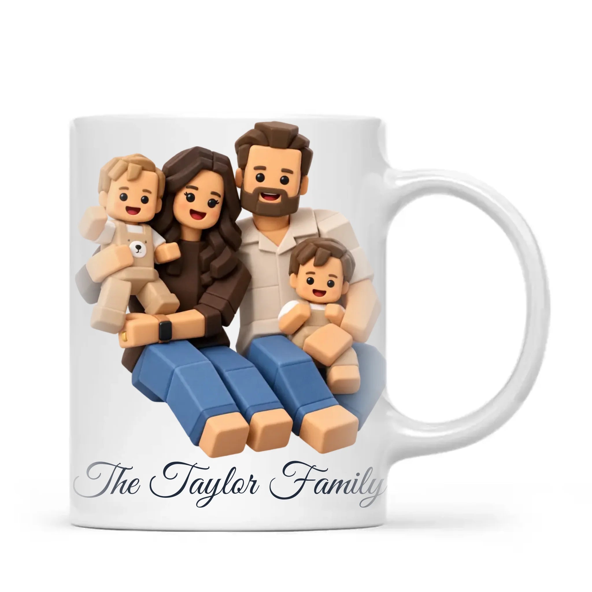Personalised Block Character Family Portrait Mug from Your Photo