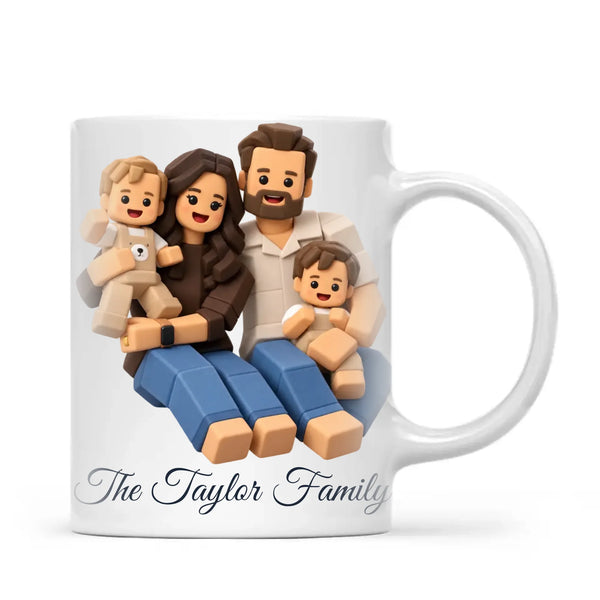 Personalised Block Character Family Portrait Mug from Your Photo