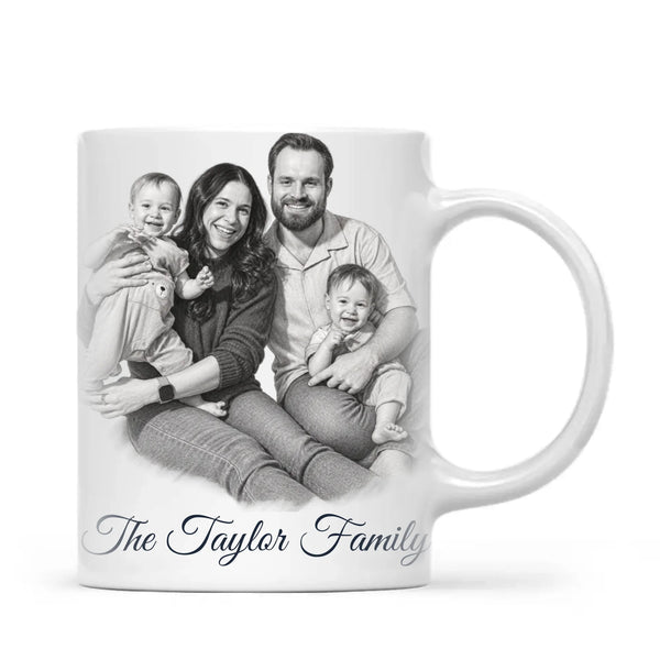 Personalised Pencil Sketch Family Portrait Mug from Your Photo