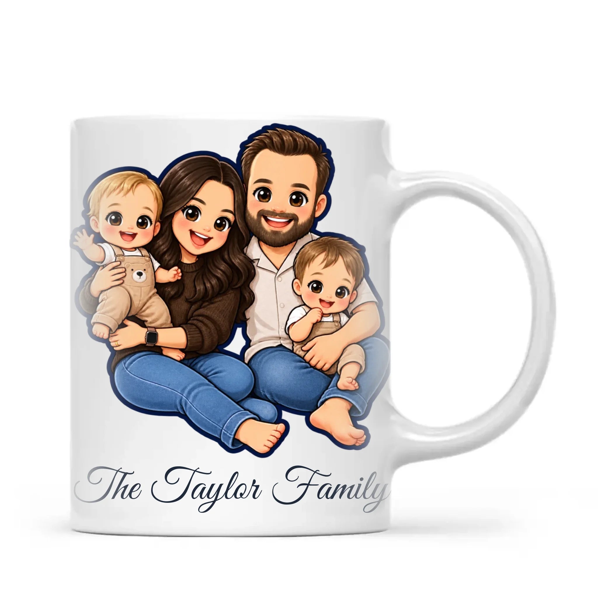 Personalised Cute Sticker Family Portrait Mug from Your Photo