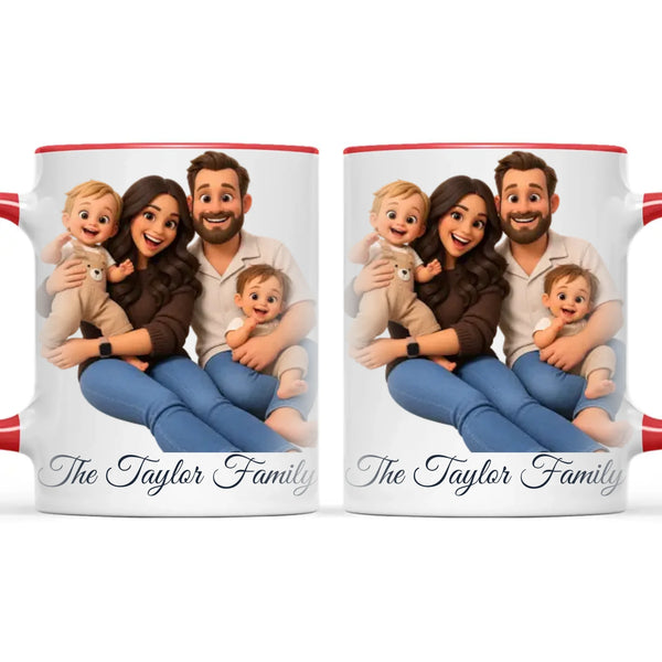 Personalised 3D Cartoon Family Portrait Mug from Your Photo