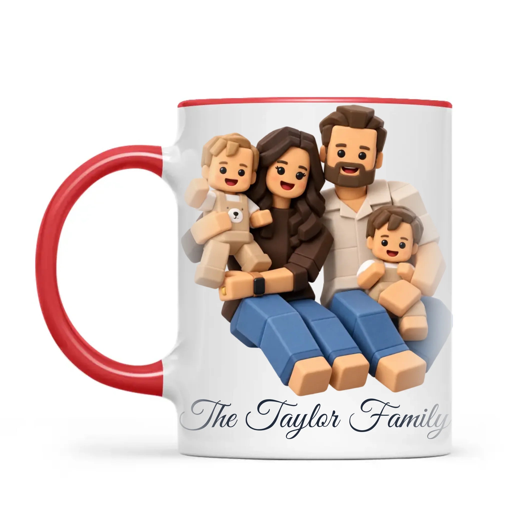 Personalised Block Character Family Portrait Mug from Your Photo