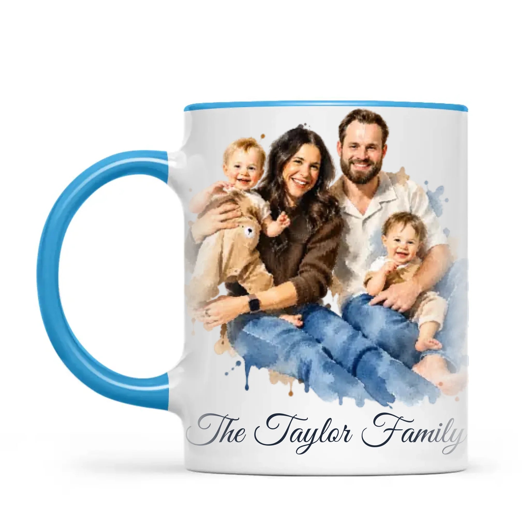 Personalised Watercolour Family Portrait Mug from Your Photo