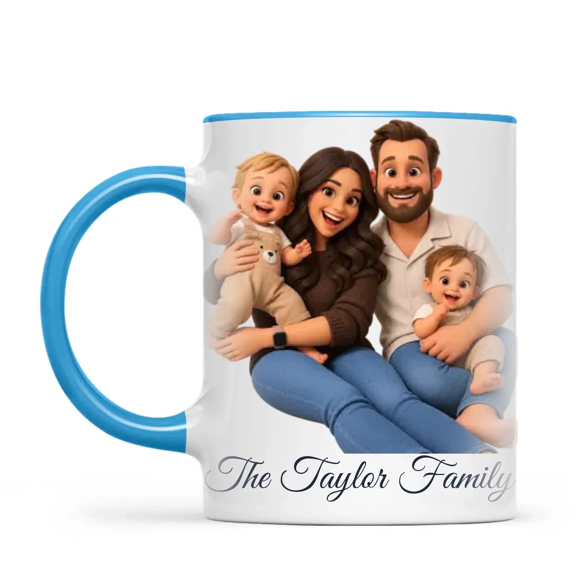 Personalised 3D Cartoon Family Portrait Mug from Your Photo