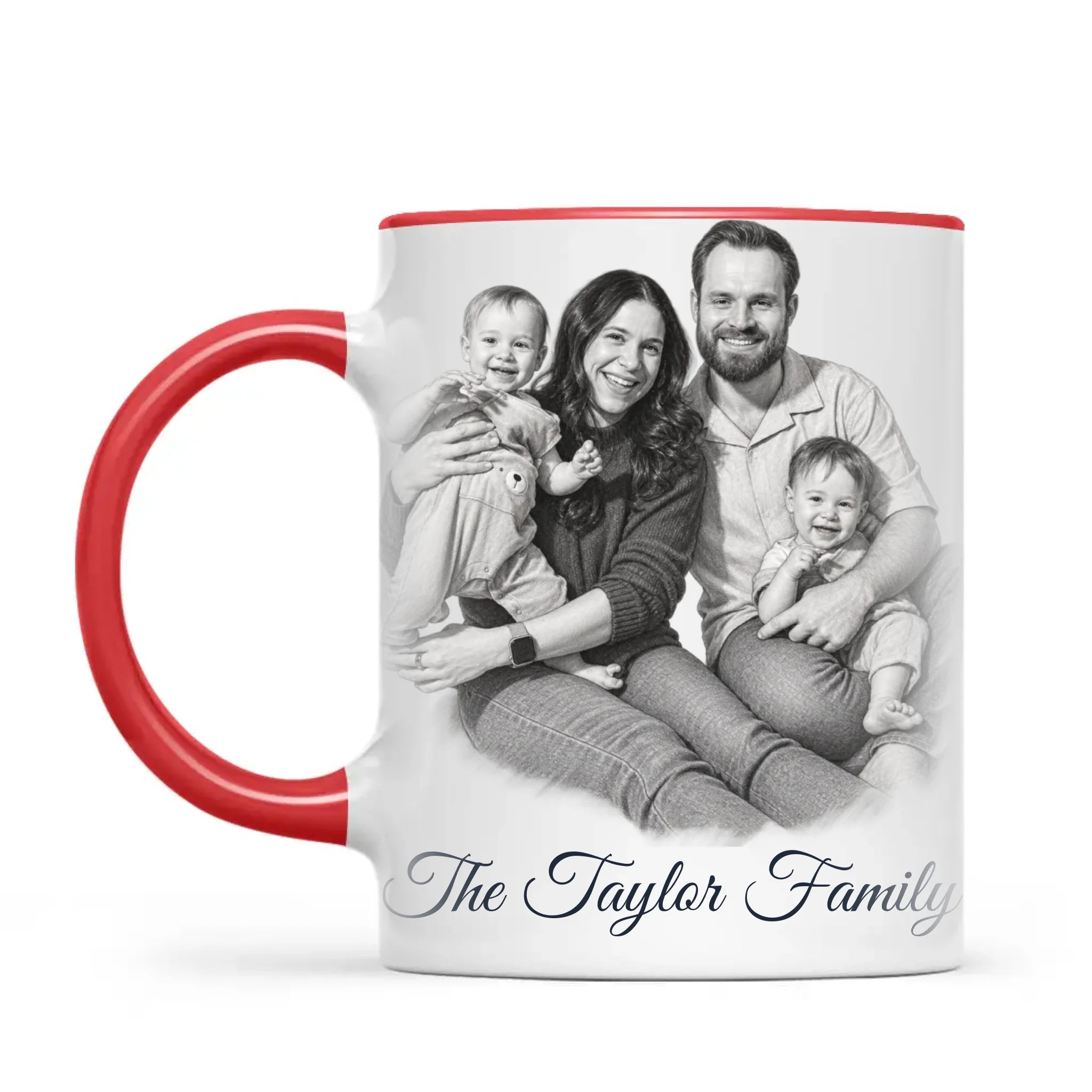 Personalised Pencil Sketch Family Portrait Mug from Your Photo