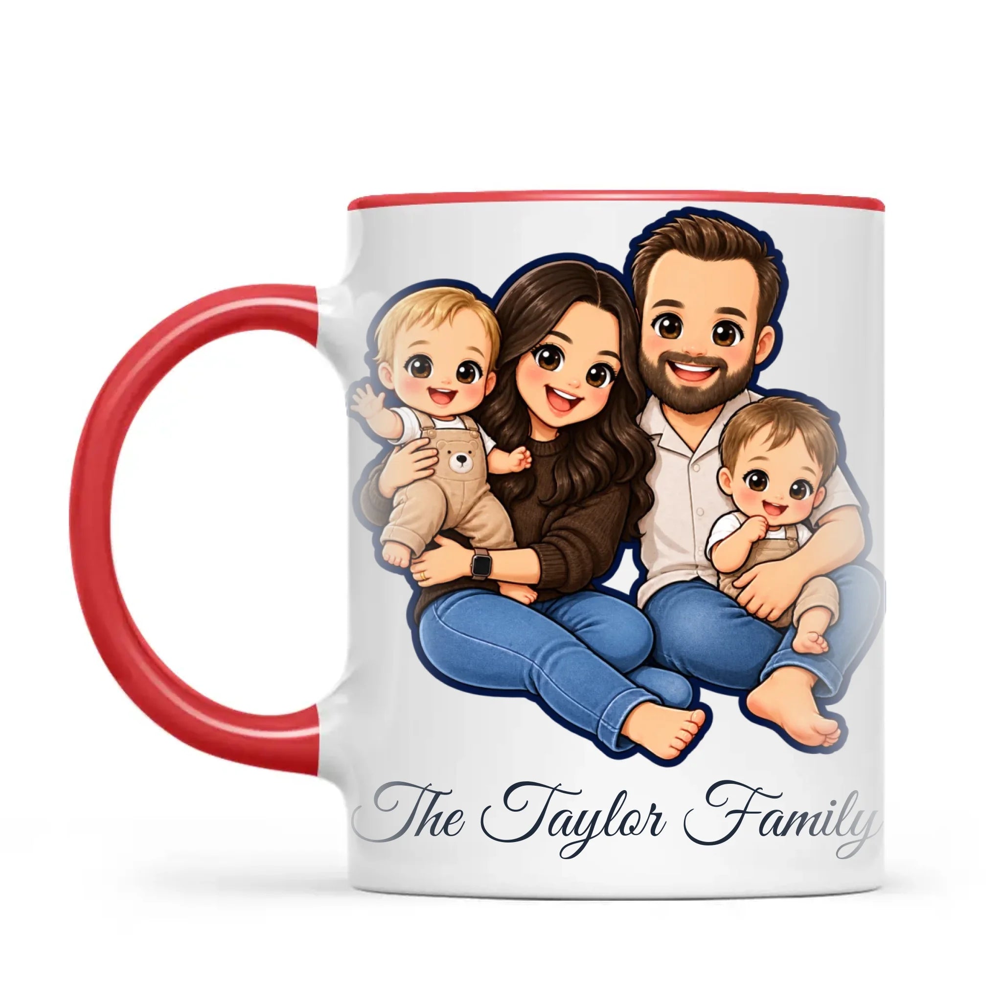 Personalised Cute Sticker Family Portrait Mug from Your Photo