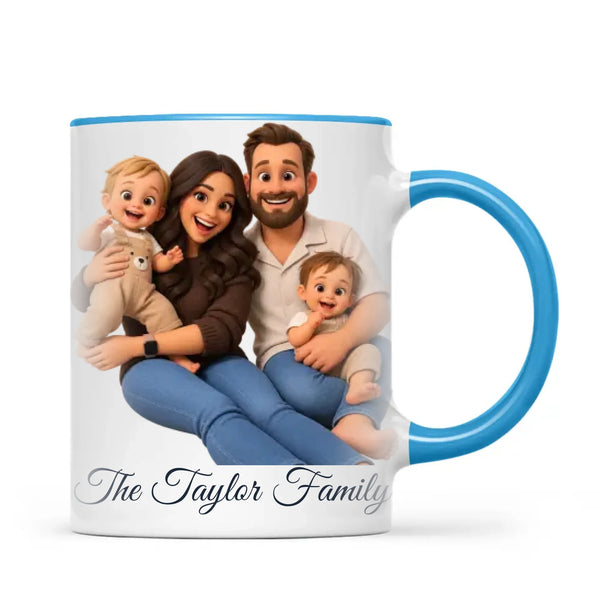 Personalised 3D Cartoon Family Portrait Mug from Your Photo