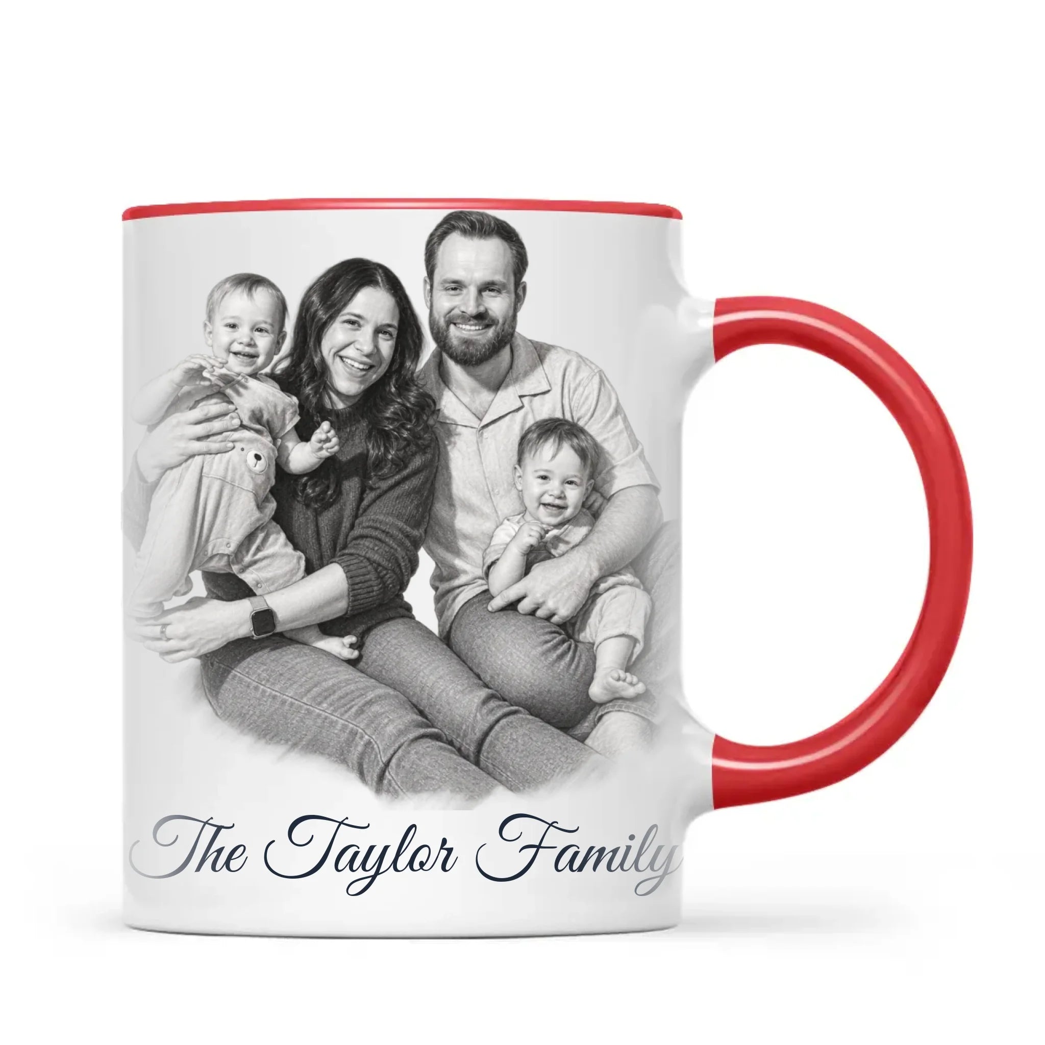 Personalised Pencil Sketch Family Portrait Mug from Your Photo