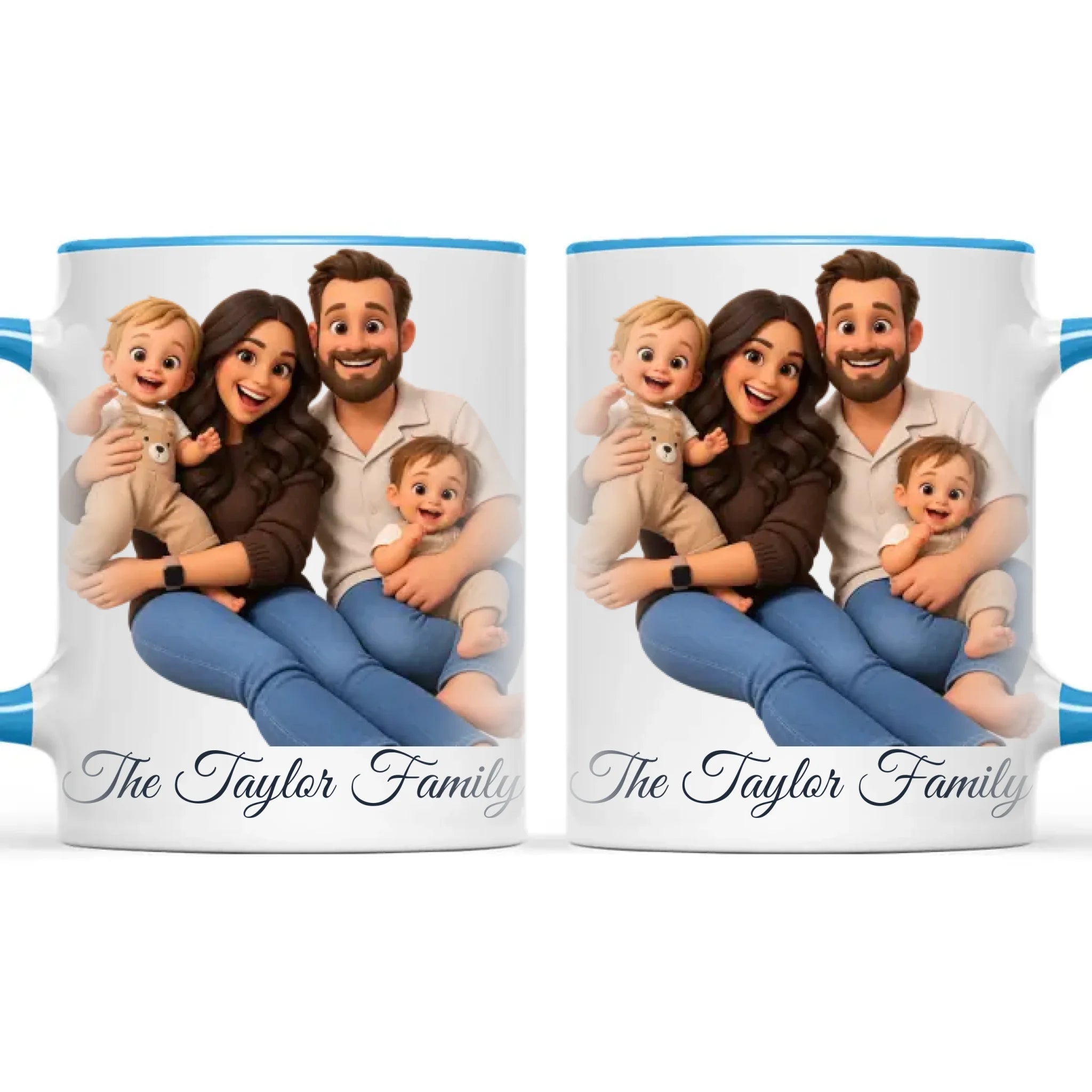 Personalised 3D Cartoon Family Portrait Mug from Your Photo