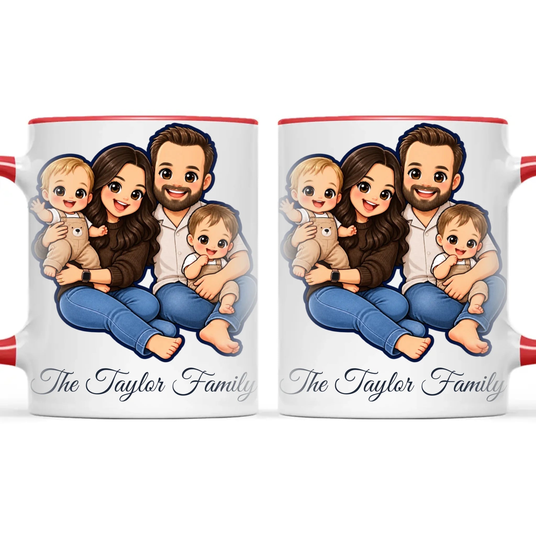 Personalised Cute Sticker Family Portrait Mug from Your Photo