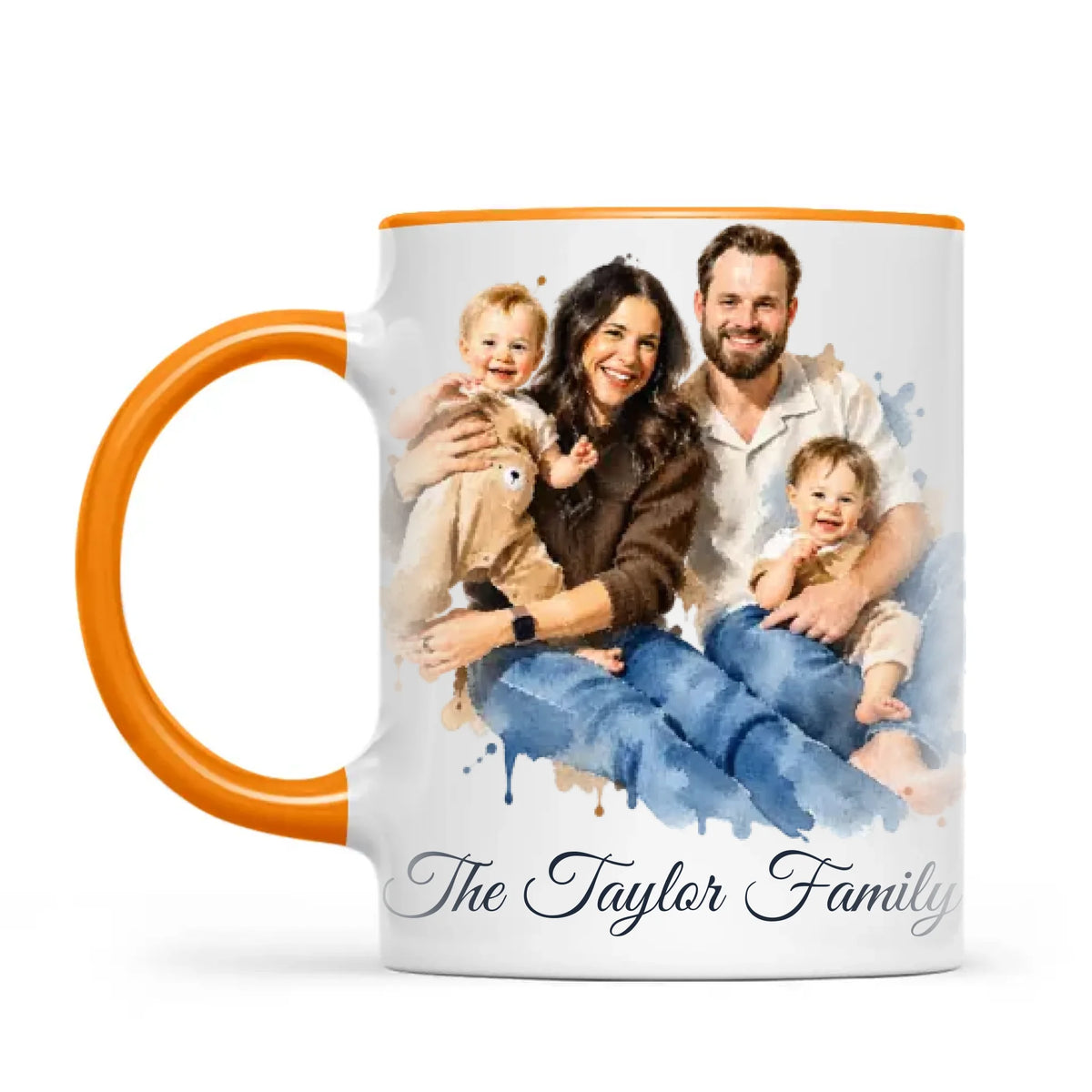 Personalised Watercolour Family Portrait Mug from Your Photo, view 10
